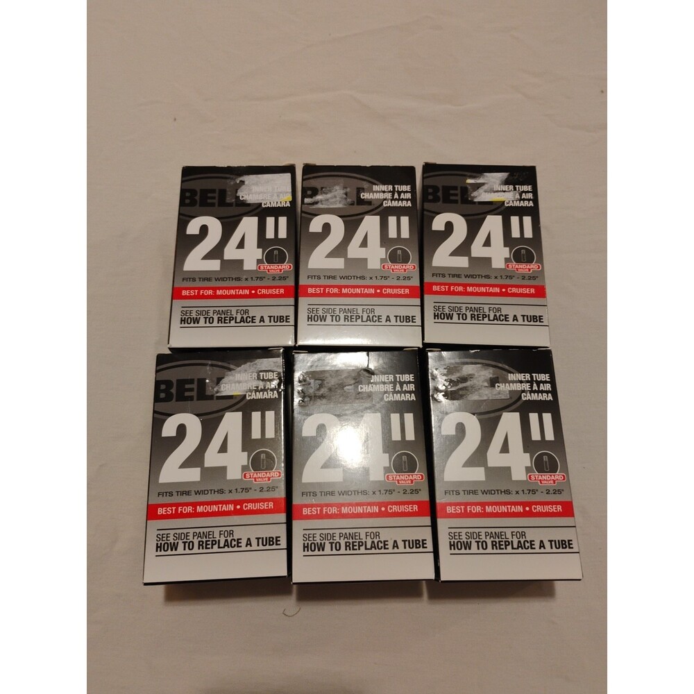 Bell Inner Tubes Lot Of 6 24" Tire Widths1.75-2.25" Standard Valve
